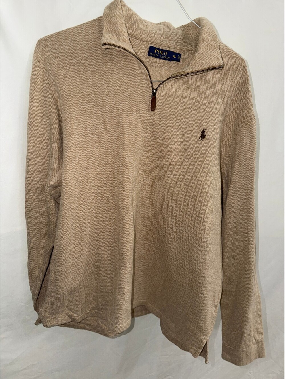 Polo Ralph Lauren Men's Beige Half-Zip Pullover Sweater XL